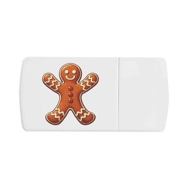 'Gingerbread Man with Red Buttons' Pill Box with Tablet Splitter (PI00030843)