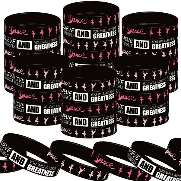 ATSMOICY 48 Pieces Ballet Party Wristbands Rubber Bracelets - Ballet Dance Birthday Party Favors Supplies Decorations Girl Party Goodie Bag Favor Stuffer Stretchable Silicone Wristband