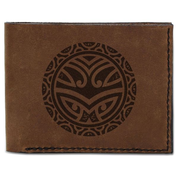 Men's Maori Tattoo -1 Handmade Natural Genuine Pull-up Leather Wallet MHLT_03