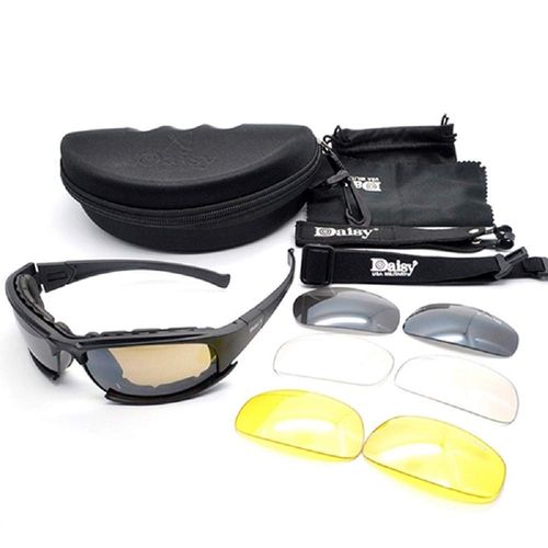 Daisy X7 Polarized Military Sunglasses, Set of 4, Motorcycle Goggles, Bounce-proof, UV Protection Shooting Glasses, Survival Games, Outdoors, UV Protection, Military Survival