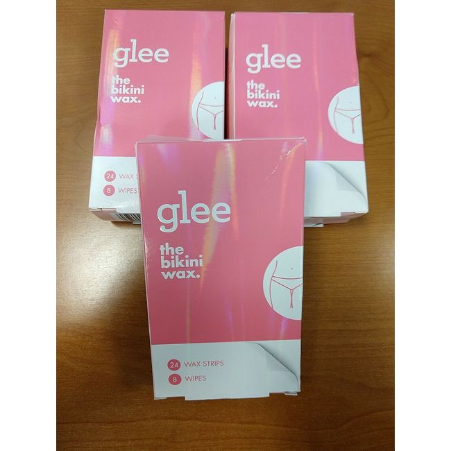 3 Boxes: Glee Bikini Strips The Bikini Wax - 24 Wax Strips 8 Wipes ea. - E10A