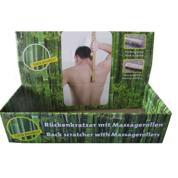 2 x Back Scratcher Bamboo with Massage Rollers 46 cm Back Scratcher Wellness