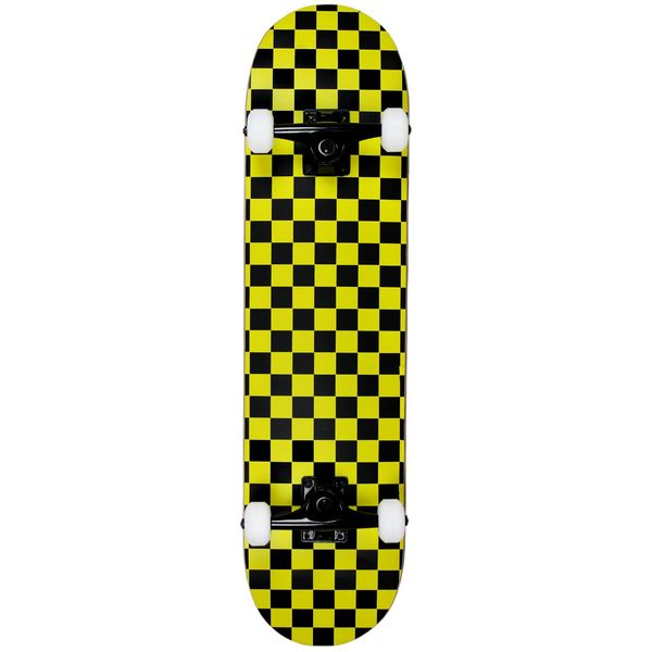 Krown Rookie Checker Skateboard, Black/Yellow, 7.75"