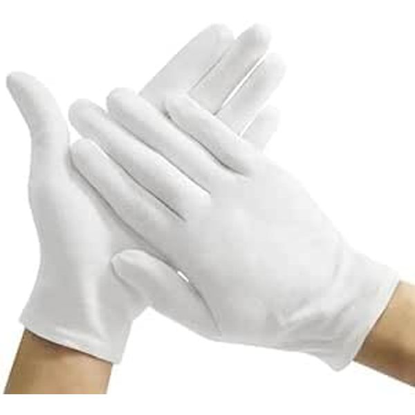 2 Pairs White Cotton Gloves 100% Cotton Moisturising and Protective Gloves Cotton Gloves for Eczema & Dry Hands, inspection Gloves| Coin Handling and Jewelry Inspection Gloves