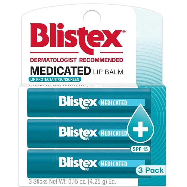 Blistex Medicated Lip Balm, 0.15 Ounce, 3 Count (Pack of 1)