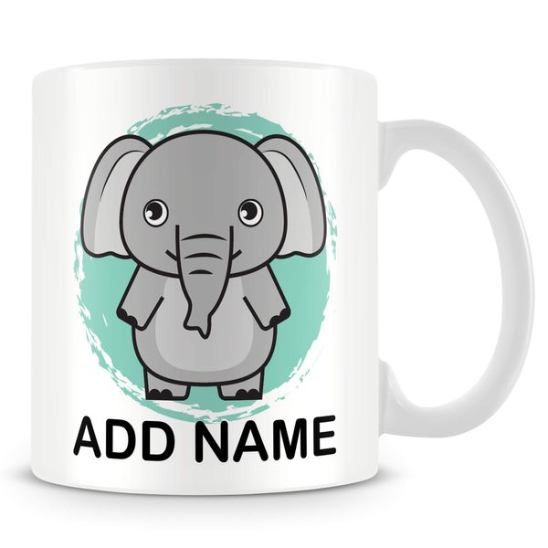 Elephant Mug - Personalised Cup with Name - Gift for Kids