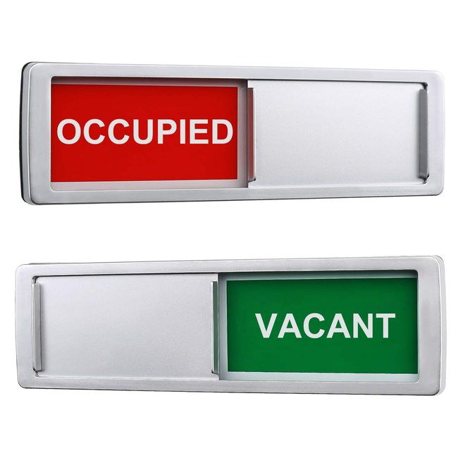 Vacant Occupied Privacy Sign, Vacant Occupied Door Sign for Home Office Restroom Conference Hotels Hospital, Slider Door Indicator Tells Whether Room Vacant or Occupied, 7'' x 2'' - Silver