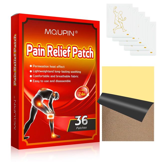 36 Patches Pain Relief Patch Plaster,MQUPIN Heat Patches 8-12h Long Lasting Effect Pain Relief Patches for Back Knee Joint Neck Shoulder Pain Muscle Pain Relief