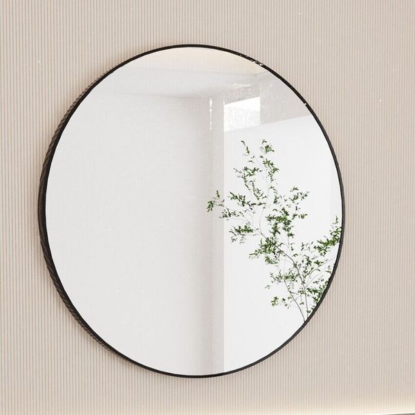 Oversize Round Wall Mounted Mirror Vanity Mirror HD Silver Plated Glass Bathroom