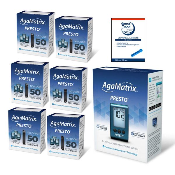 AgaMatrix WaveSense Presto Meter [+] Presto 300 Test Strips, Lancets For Gl