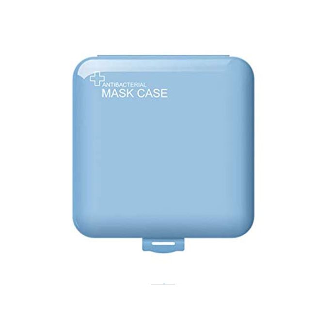 Mask Storage Case, Portable Mask Holder for Face Masks, Plastic Face Cover Storage Box 13x10.5x1.2cm- Dust-Proof, Safe & Light by Goody (Blue)