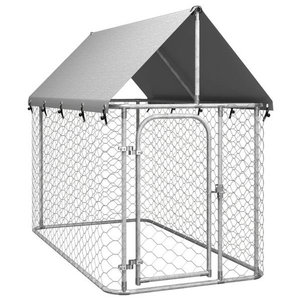 vidaXL Outdoor Dog Kennel with Roof 78dot7 indotx39dot4 indotx59dot1 indot