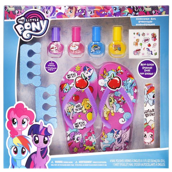 Townley Girl Spa Day Set, Includes 4 Nail Polish, Flip Flops (Girls 10-11) and Toe Separator,10 CT (My Little Pony)