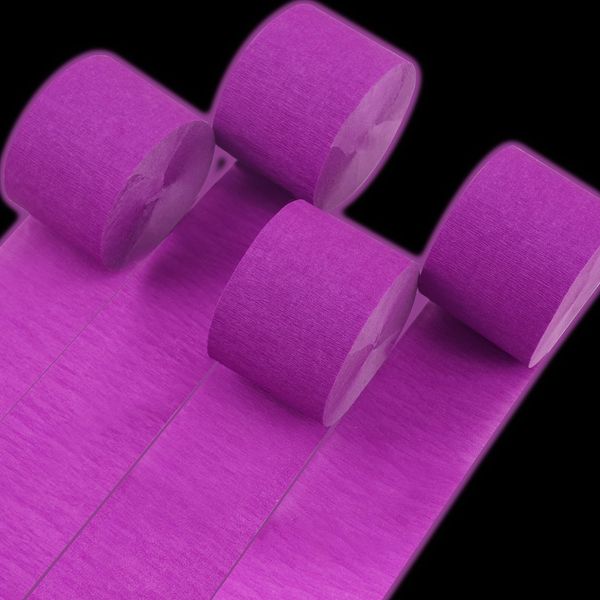 PartyWoo Crepe Paper Streamers 4 Rolls 328ft, Pack of Crepe Paper Neon Purple Party Streamers, Crepe Paper for Birthday Decorations, Party Decorations, Baby Shower Decorations (1.8 in x 82 Ft/Roll)