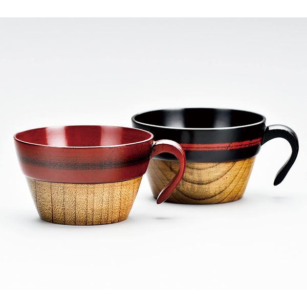 Aizu Lacquerware Stacking Soup Bowl (Lacquer), Negoro, Akebono Set