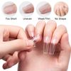 INPING Soft Gel Full Cover Nail Tips, 240PCS Medium Almond + Short Square Clear Gel Nails Tip Extensions Break Resistant Pre-Shaped Mix Acrylic Fake Nails for French Manicure Nail Salons, 12 SIZES