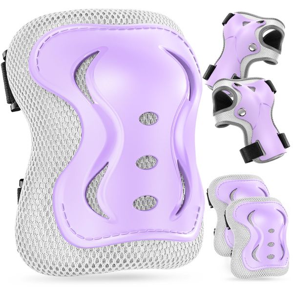 Knieschoner Kinder Schonersets für Kinder Ab 3 Jahre Knieschützer Inline Skates Schoner für Skateboard Roller Fahren Outdoor Sport (Lila)