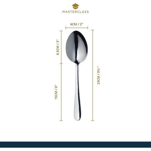 MasterClass Duo of Stainless Steel Serving Spoons, 2-Piece Spoon Set for Buffets, Dinner Parties and Family Meals - Silver