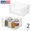 iDesign Stackable Open-Front Storage Bin with Handles for Kitchen, Set of 2, Clear, Made in USA