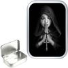 TEEZ - PRAYER 50ml, 1oz SILVER HINGED TOBACCO TIN,PILL BOX,STORAGE TIN