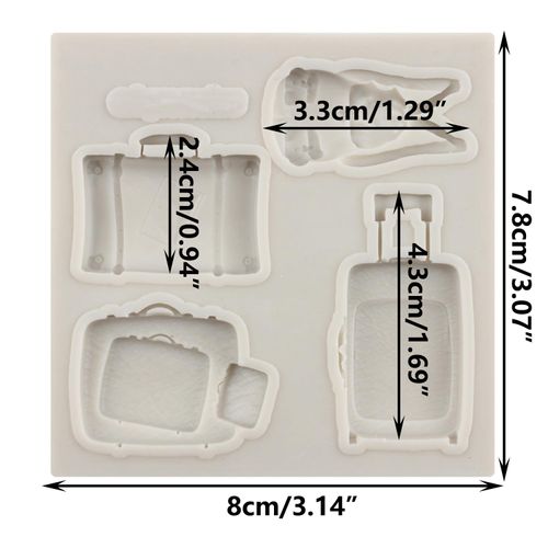 YANQINMS Travel Luggage Bag Silicone Fondant Molds For Cake Decorating Cupcake Topper Chocolate Gum Paste Candy Polymer Clay