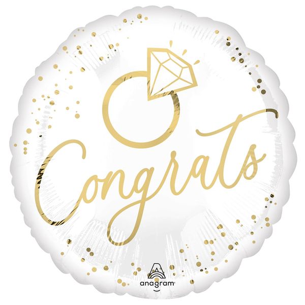 18In White Gold Wedding Foil Balloon