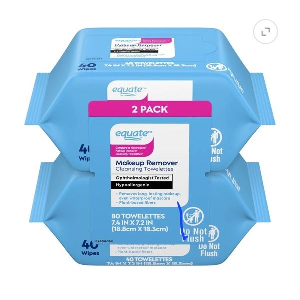 Equate Beauty Makeup Remover Cleansing Towelettes, 40 Count, 2 Pack