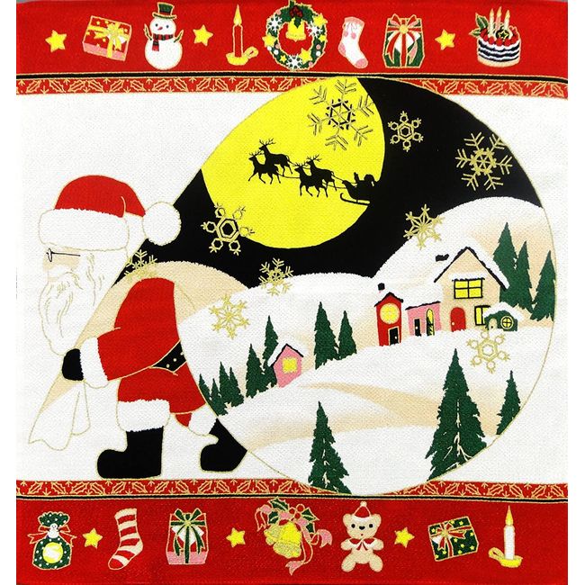 Maruzen Furoshiki Crepe Medium Width Santa Claus White Approx. 18.9 x 18.9 inches (48 x 48 cm)