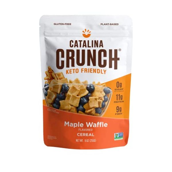 Catalina Crunch Maple Waffle Keto Cereal (9Oz Bags) | Low Carb, Sugar Free, Gluten Free | Keto Snacks, Vegan, Plant Based Protein | Breakfast Cereals | Keto Friendly Food