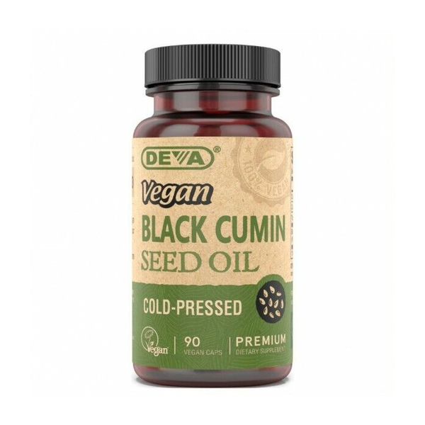 Deva Vegan Black Cumin Seed Oil - 90 Vegetarian Caps - Cold Pressed - Organic