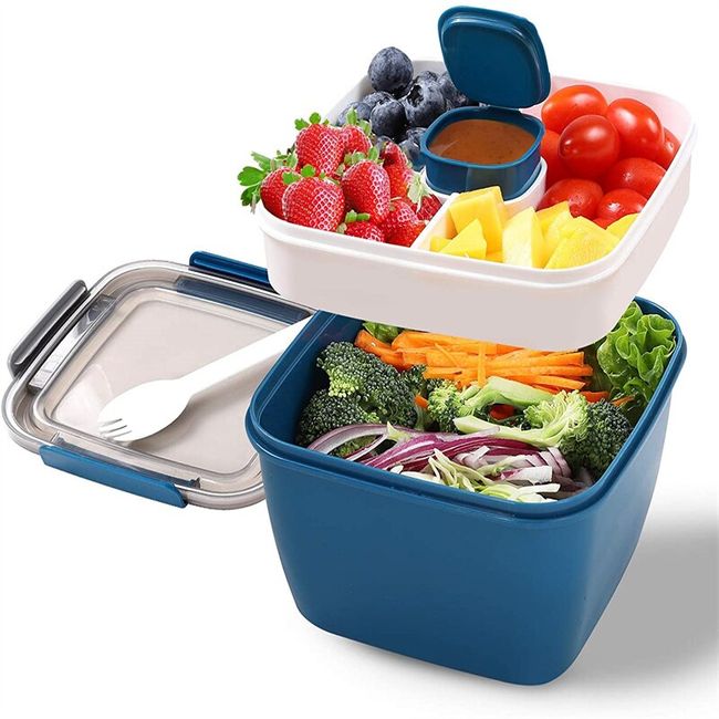 Bento Lunch Box Salad Container Salad Bowls 2 Compartments with Salad  Dressing Container Lunch Container For Salad Box Food