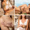 XMASIR 20 Sheets Brown Red Tattoos Stickers Lace Colorful Tattoo Flash Fake flower Tattoo Waterproof Temporary Tattoo Stickers for Women Girls Body Art
