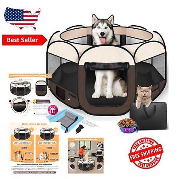 Water-Resistant 45" Pet Playpen for Dogs & Cats – Easy Set-up & Travel-Ready