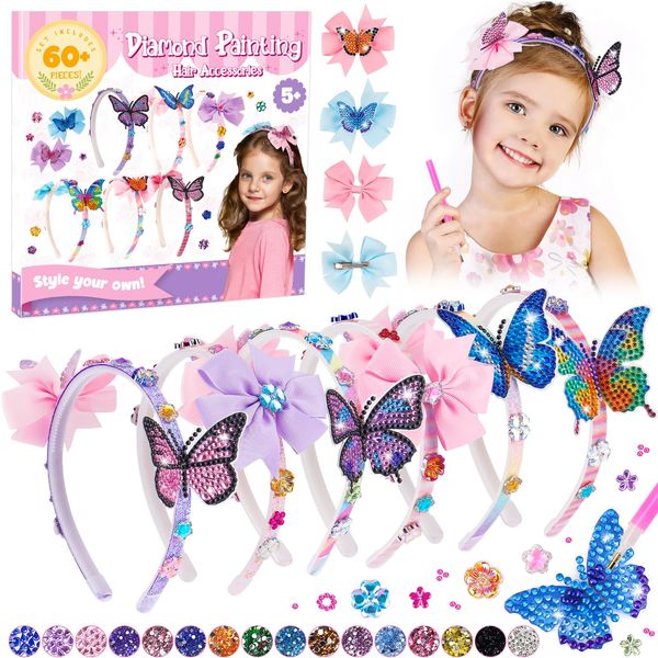 Gifts for 5 6 7 8 9 Year Old Girls: Birthday Presents for 6 7 8 10 Year Old Girls Art and Craft Kits for Kids Girls Toys Age 5-11 Diamond Painting Headbands Making Kit for Girl - Make Your Own for Kid