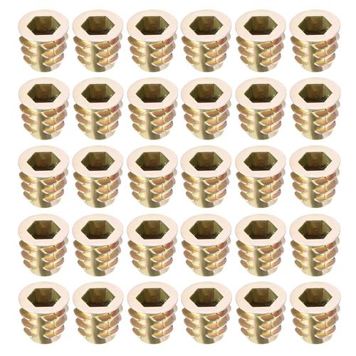 uxcell Insert Nut, Hex Socket, Zinc Alloy, M6, Length 0.4 inches (10 mm), Pack of 30