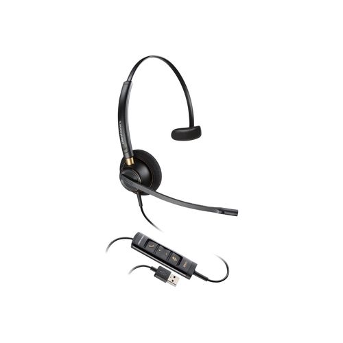 Poly - EncorePro 515 USB-A and USB-C USB Headset (Plantronics) - Cloud System Updates - Acoustic Hearing Protection - Works with Avaya, Genesys, and Cisco Call Center Platforms - Single Ear/Mono,Black