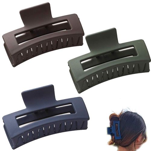 3 Pieces Hair Claw Clips Non-Slip Catch Hair Clips French Design Rectangle Hair Clamp for Women Girls Thin Thick Hair