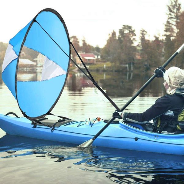 Groß 108cm Kajak Windsegel Paddel Tragbar Kanus Popup Downwind Segel Kit Kajak Zubehör Für Schlauchboote Kajaks Kanus Einfaches Setup & Schnell Einsetzbar (Himmelblau)