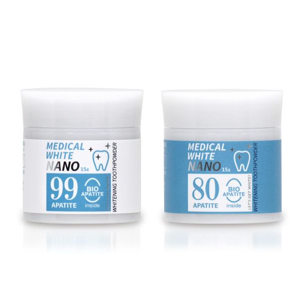 Medical White NANO 80-90 Whitening Toothpaste, Formulated with 80% Apatite or Higher, Highest Level of Particle Fineness, Stain Removal, Powder