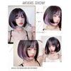 Villo Wig, Princess Cut, Inner Color, Short, Pink, Black Hair, Straight Wig, Cosplay, Natural, Cross-Dressing, Wig, Gift Box Included (Purple)