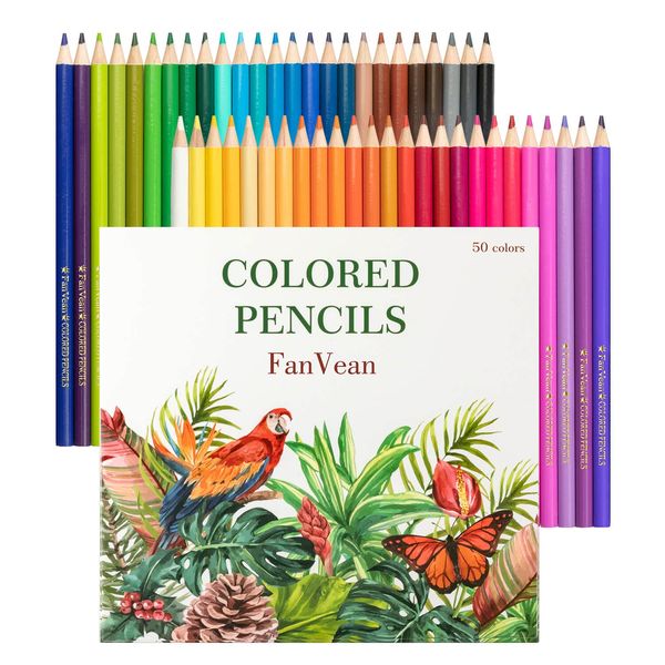 FanVean Colouring Pencils Set for Adults and Kids,Coloured Pencil Crayons for Children 50 Count