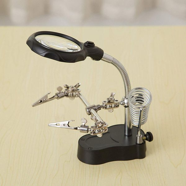 Dorasu Soldering Iron Stand, Soldering Iron Stand, Magnifier with LED Light, Stand Magnifier Solder Holder, Clipper, Work Bench, Magnifier, 3.5 x 12 Time, Holder Clip Tool, Multi-functional Welding, Board Repair