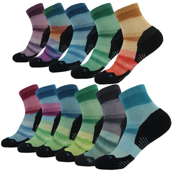 HUSO Men's Digital Printing Multipe Style Quick Wicking Crew Ankle Socks,11pairs US9-13 Multicolor26,Large / X-Large