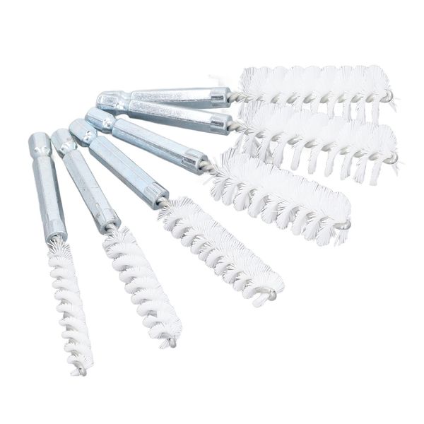 Drill Brush, Bore Brush, Wire Brush, Cleaning Brush, Set of 6 for Cleaning and Rust Removal (Nylon) White)