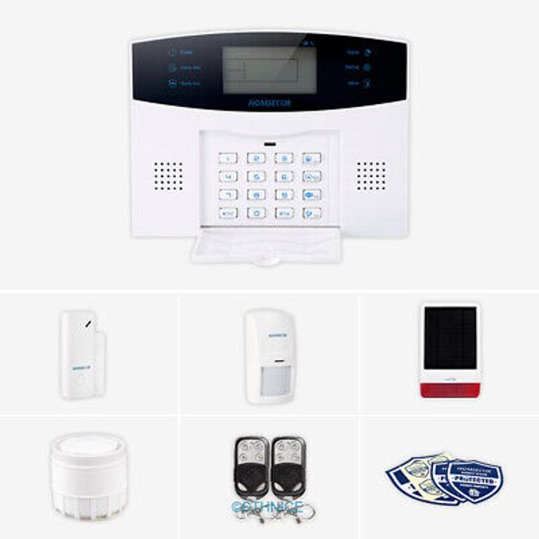 HOMSECUR Wireless GSM Home Security Alarm System+Wireless Solar Red Flash Siren