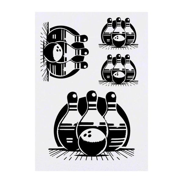 4 x 'Bowling Ball & Skittles' Temporary Tattoos (TO00074098)