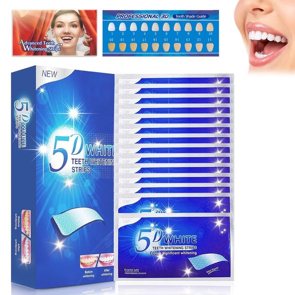 28 Strips Teeth Whitening Strips,Bleaching Stripes,White Stripes Zähne,Bleaching Zähne White Stripes Zähne,White Stripes Zähne Sicher für Zahnschmelz mit Minzgeschmack