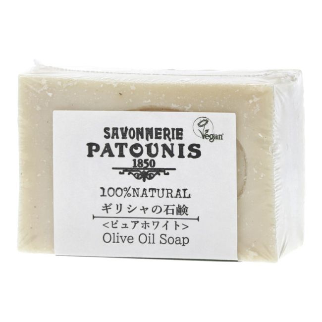 Patounis Greek Soap Pure White 100g (100% Natural Virgin Olive Oil) (6900) (Price will increase from January 2024)