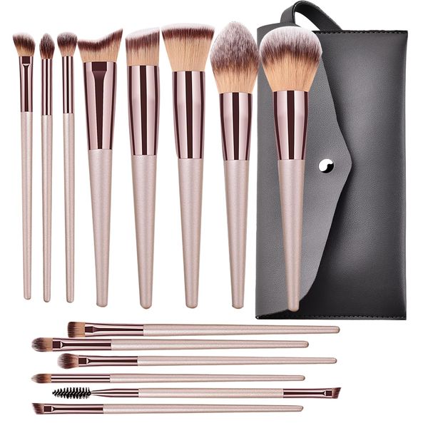 14 Stück Make Up Pinsel Set, Professionelles Pinselset Makeup für Augen und Gesicht, Foundation Brush mit storage bag Lidschatten Pinselset，Foundation Concealer Rouge Lidschatten Makeup Pinsel