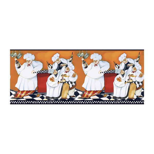 York Wallcoverings BG1680BD Chef's A-Cookin' Wallpaper Border, Rust
